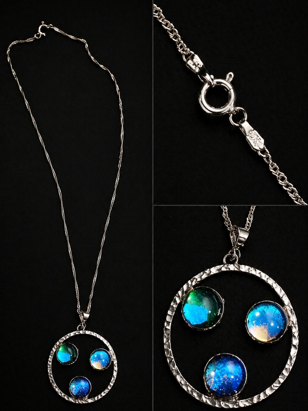 925 Sterling Silver Genuine Blue Morpho butterfly Wing Necklace From Costa Rica